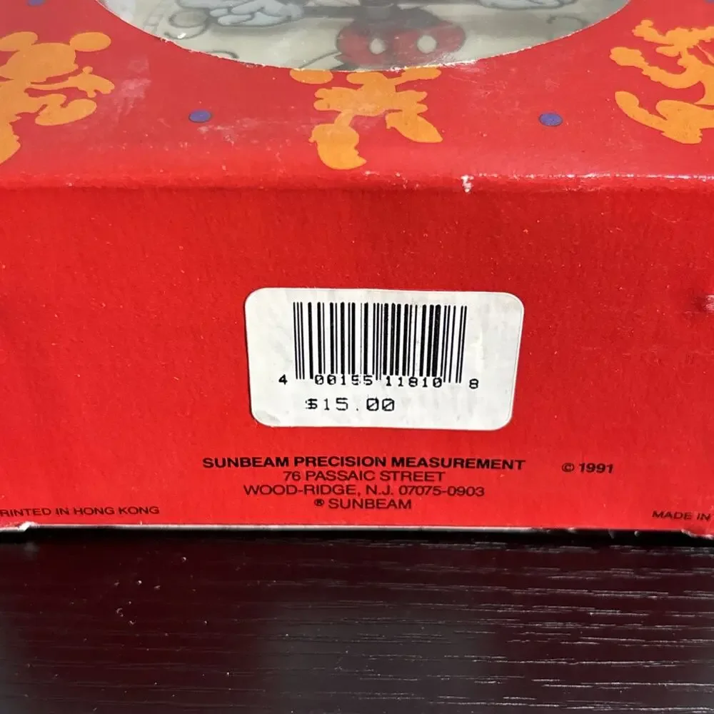 NIB Vintage Alarm Clock Sunbeam Disney Mickey Mouse Retro Red Wind-Up with Bell